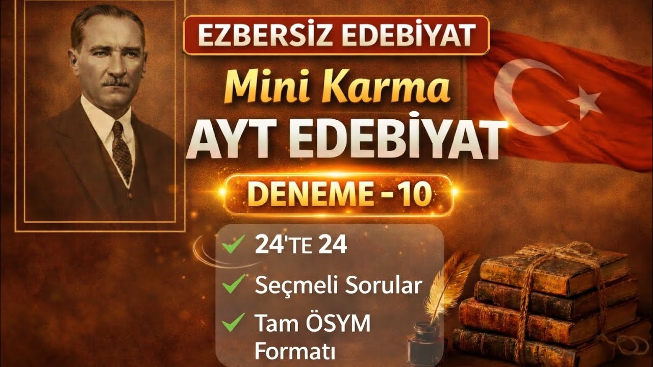🚀🔥 AYT Edebiyat Deneme - 10  /24'te 24 Hedefi /%100 Gerçek ÖSYM Formatı 