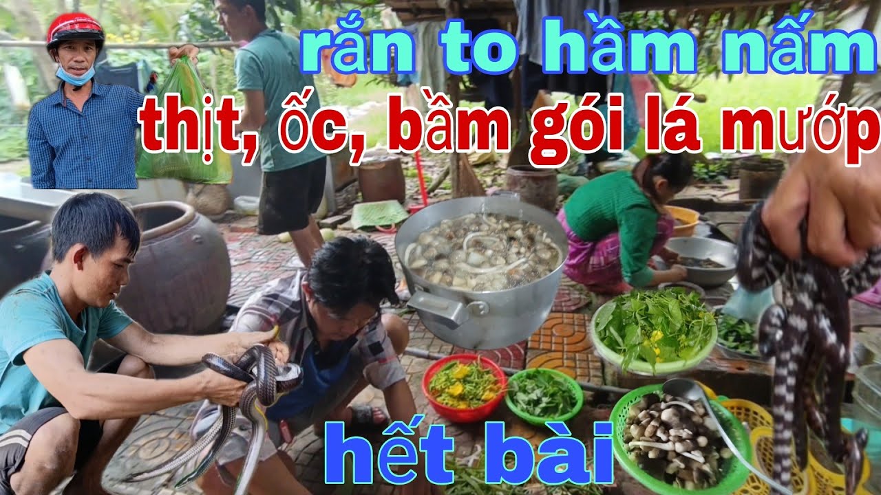 Một Chuyến đi xa của (Út Tài tử) Mua hai con Rắn về làm mồi. Thêm ốc nhồi thịt gói lá mướp