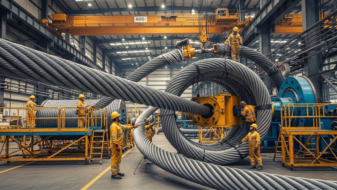 Fabrication des câbles géants de ponts : À l’intérieur d’une méga-usine d’acier impressionnante