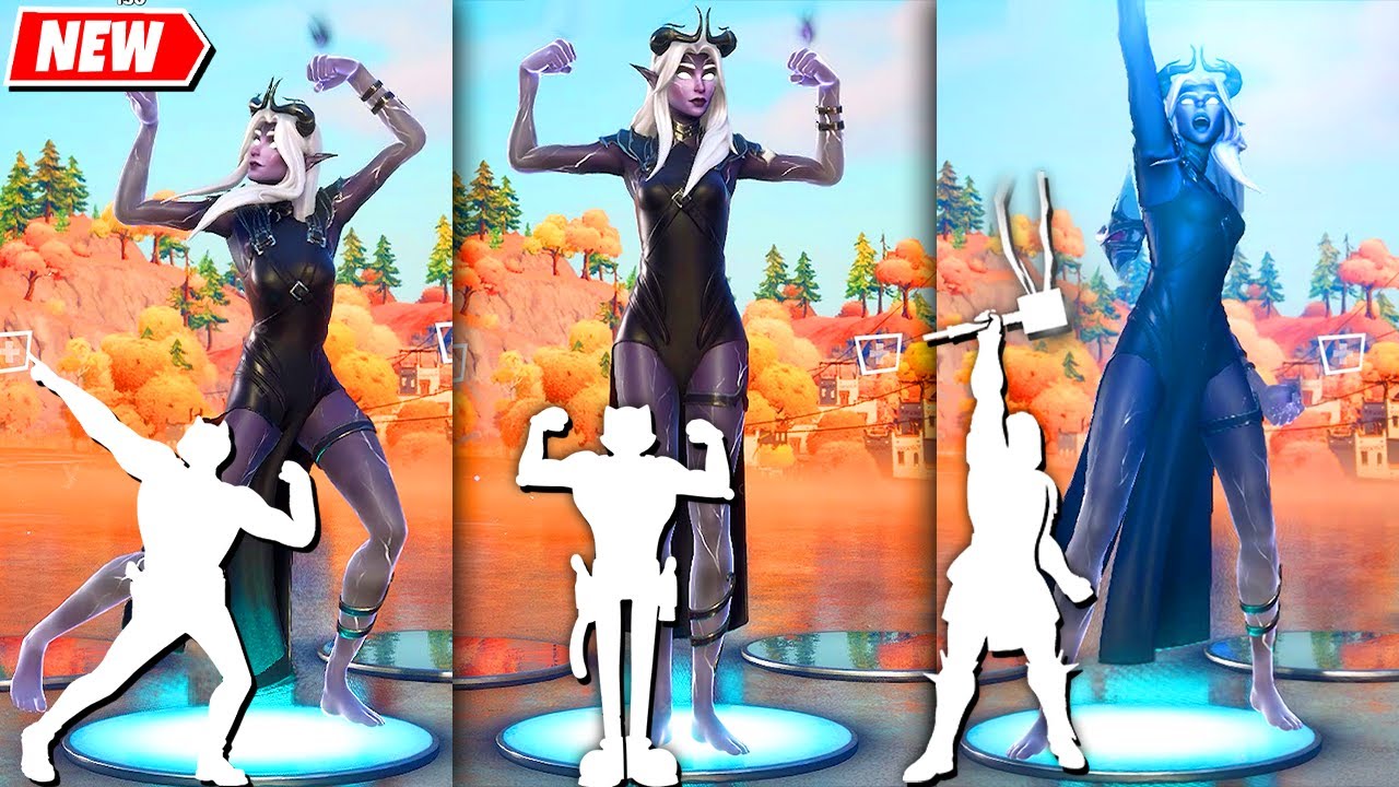 Fortnite Etheria Skin doing all Built-In Emotes!..