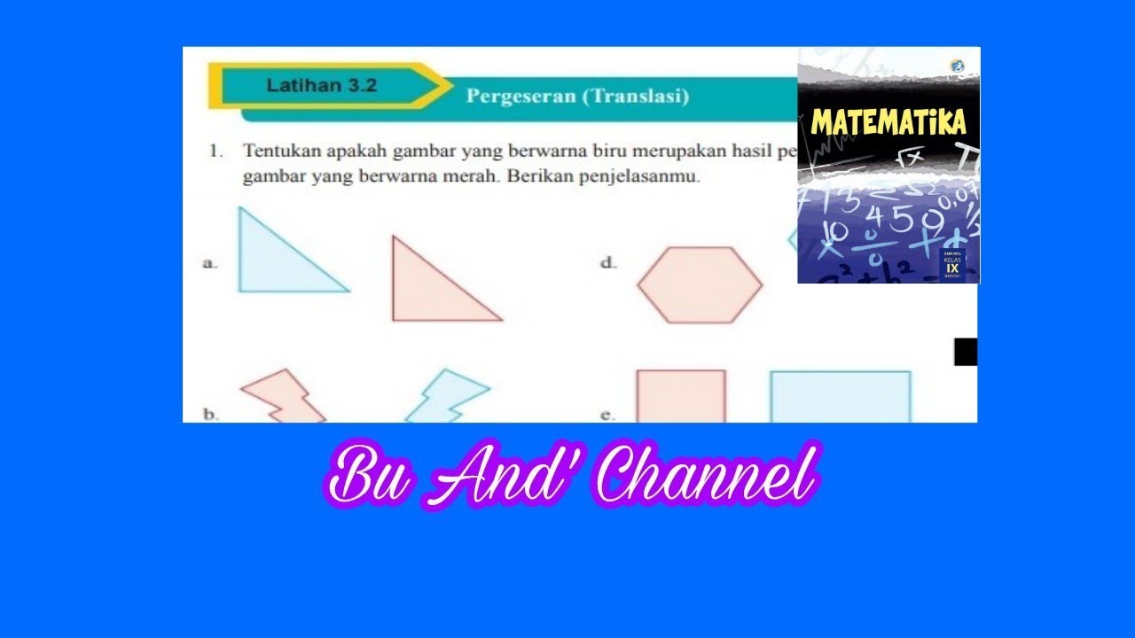 Latihan 3.2 no. 1-3 Pergeseran (Translasi)  Matematika kelas 9 Bab 3 Transformasi hal. 158-160
