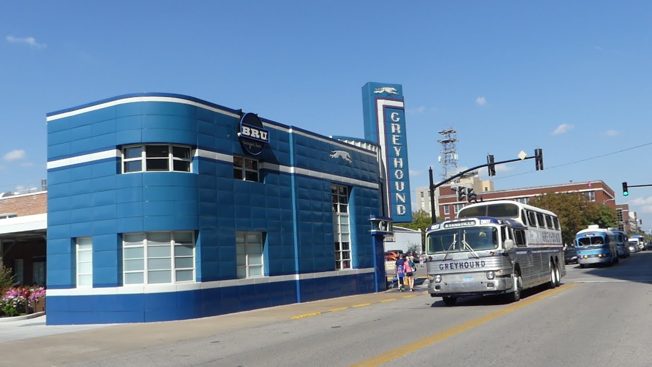 Busboys Vintage Bus Parade for the first time at the former Greyhound Terminal in Evensville IN 2017