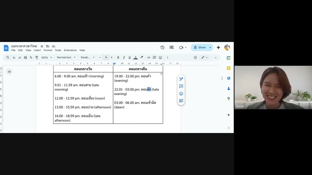 Example of Telling Thai Time Lesson (2-hour online class) | Intermediate Learners