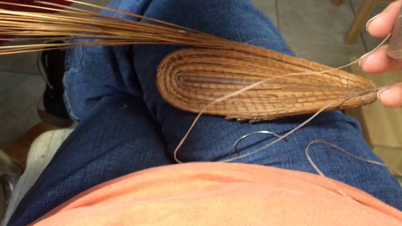 Pine needle coiling with caps