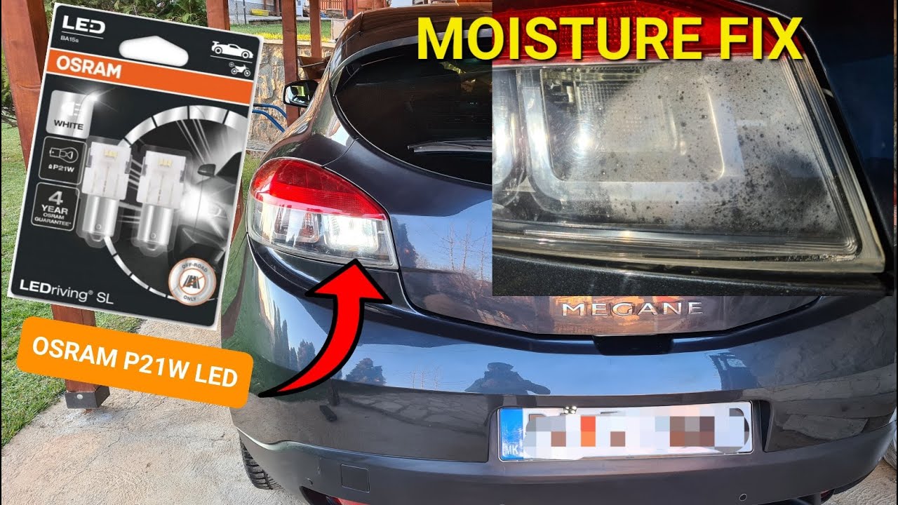 Rear Headlight Removal, Reverse Bulb OSRAM P21W LED Installation, Moisture Fix | Renault Megane