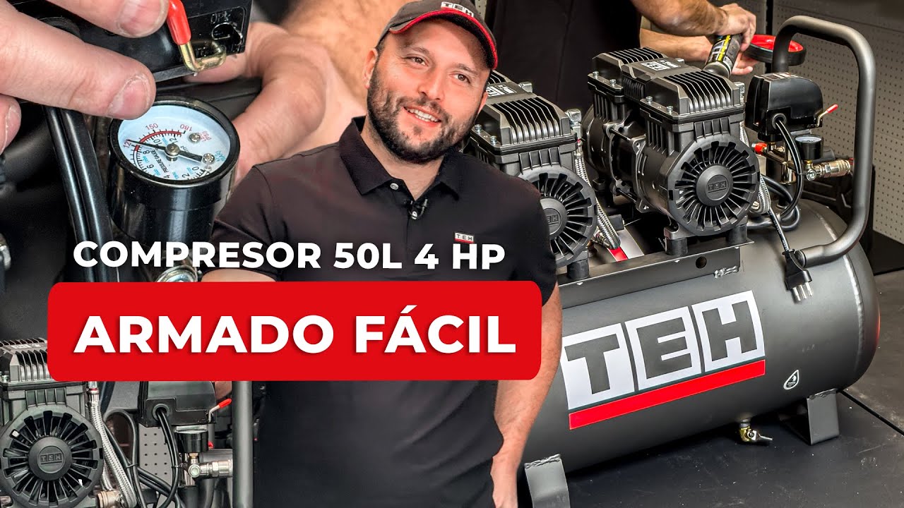 COMPRESOR 50L 4 HP TEHTOOLS 3000W |  ¡Armado paso a paso en minutos!