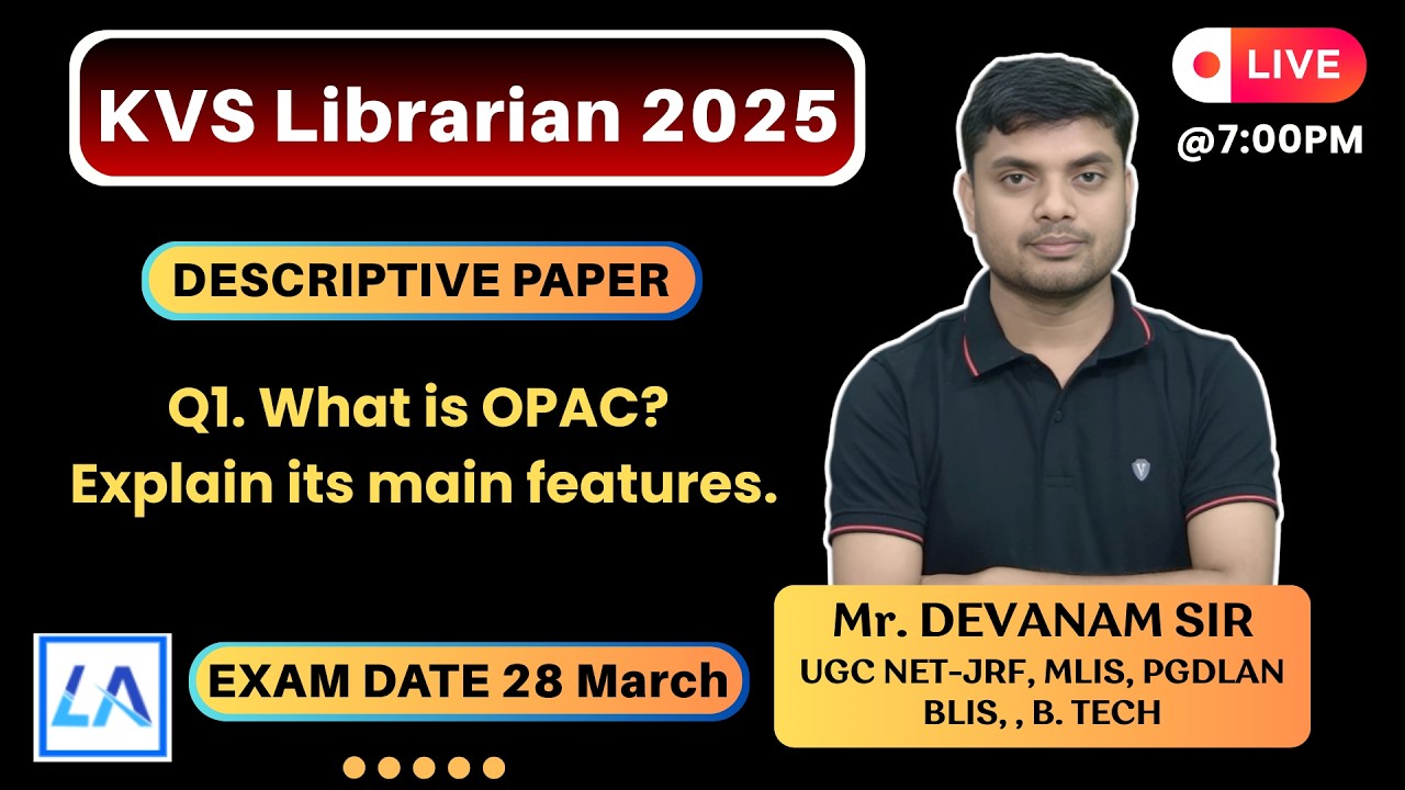 KVS Librarian Descriptive Paper 2026 | OPAC Theory + Descriptive Answer Writing