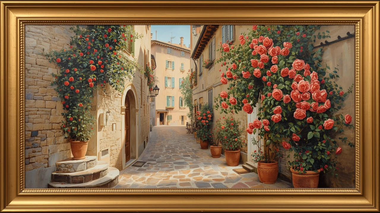 Timeless Village Painting | Art Frame Screensaver 