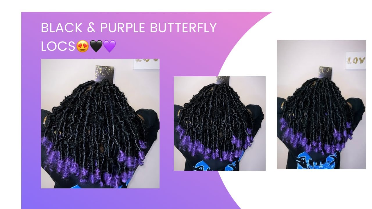 BLACK BUTTERFLY LOCS WITH PURPLE TIPS🖤💜
