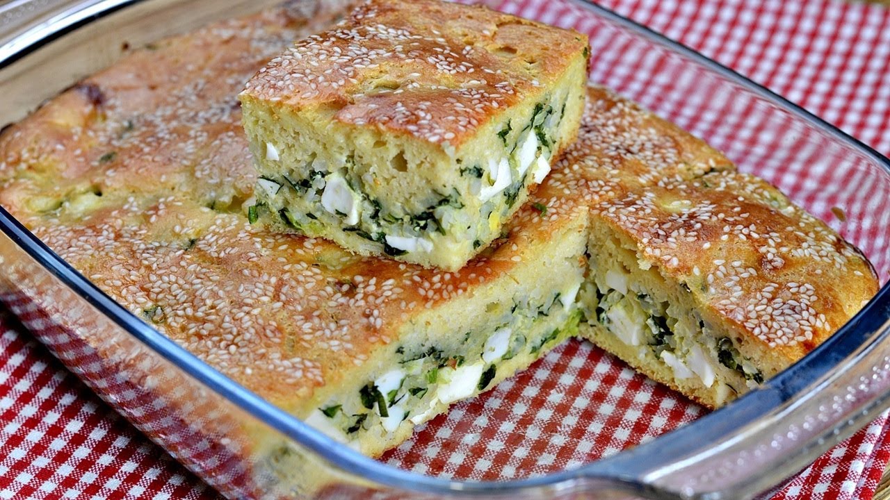 Готовлю очень часто! Заливной пирог с яйцом, зеленым луком и рисом