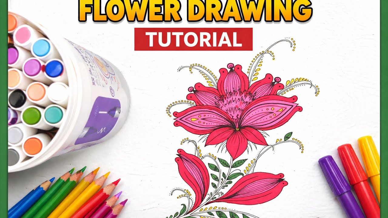 Relax and enjoy this beautiful flower coloring with bright markers!🌷💐🌸#drawing #creativestyle 