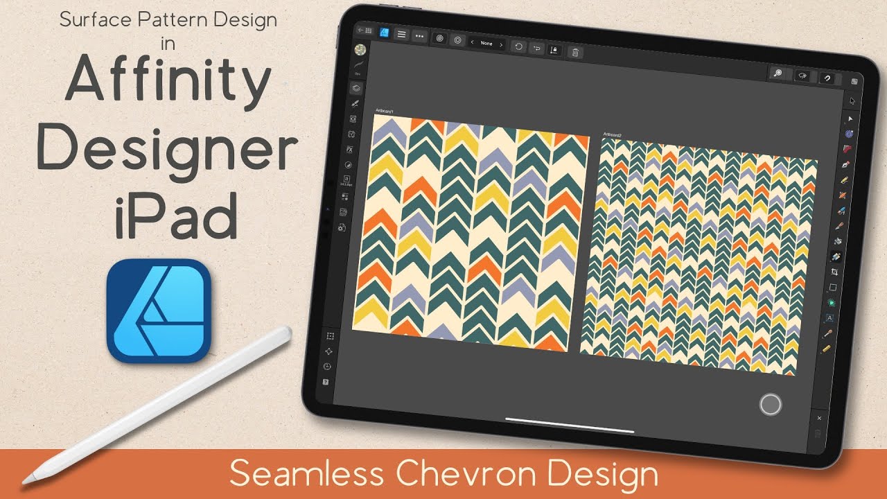 Seamless Chevron Design | Affinity Designer iPad | Surface Pattern | Pen Tool, Vector Flood Fill