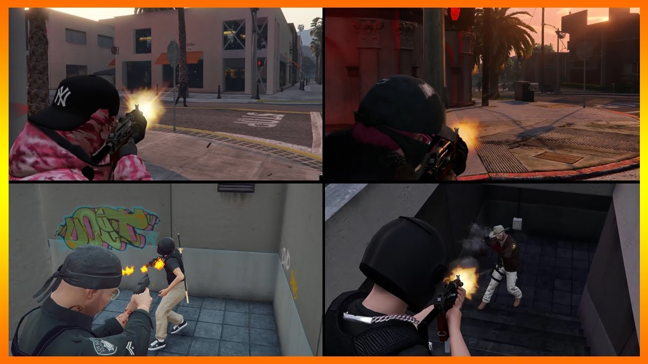 Gulag Gang Shootout vs Cops After a Race (multiple pov) | Nopixel GTA RP