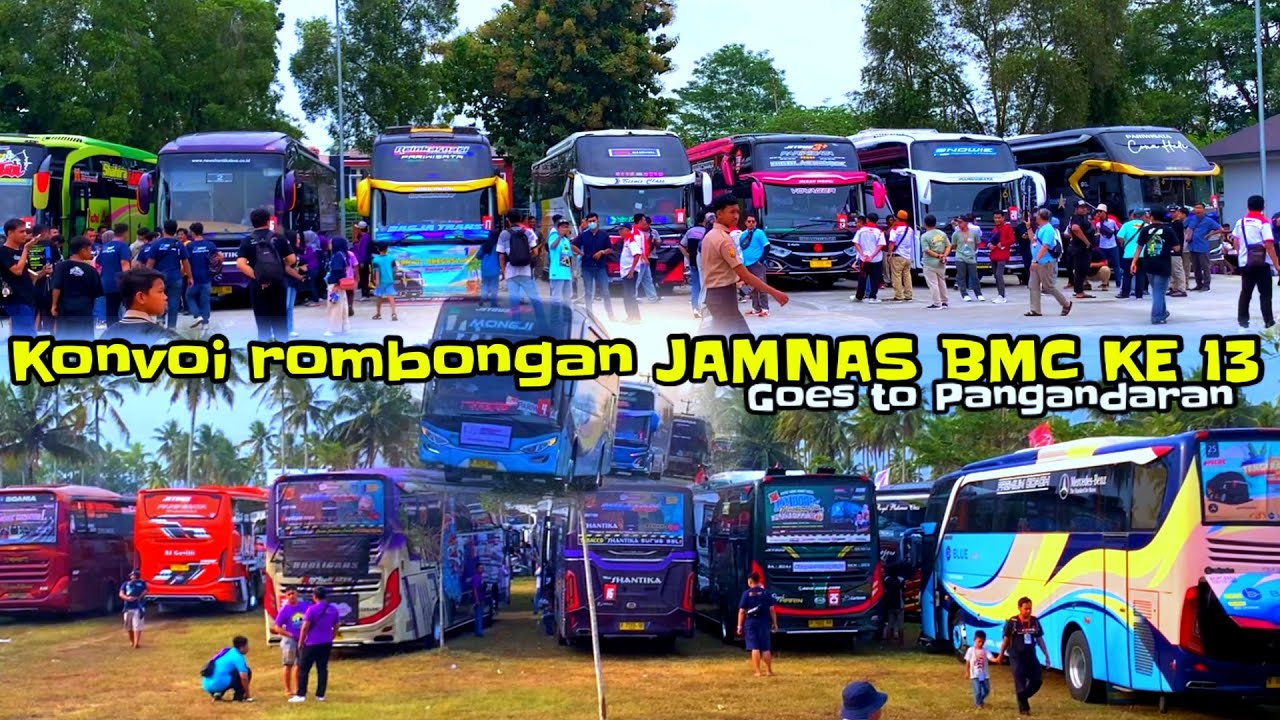 Konvoi rombongan bus di JAMNAS BMC ke 13 goes to Pangandaran #bus #busmania #basuri