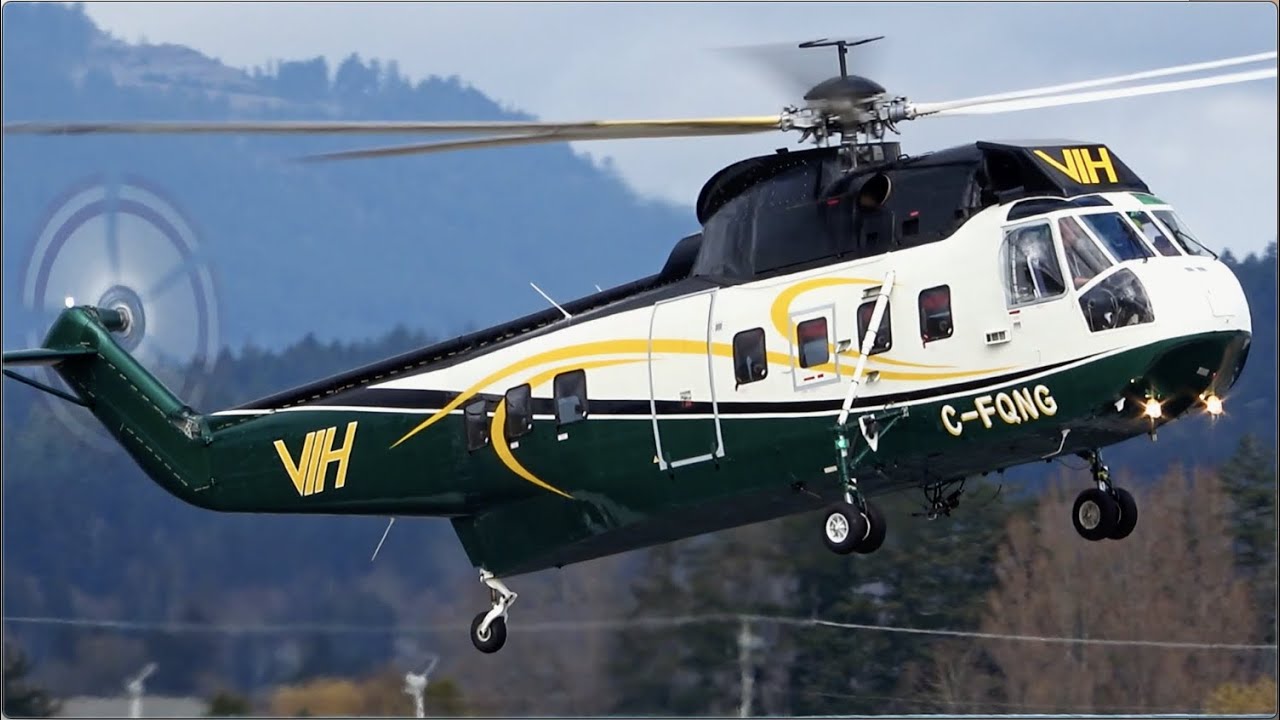 61 Year Old Sikorsky S-61N Takeoff, Autorotations & Landing at YYJ