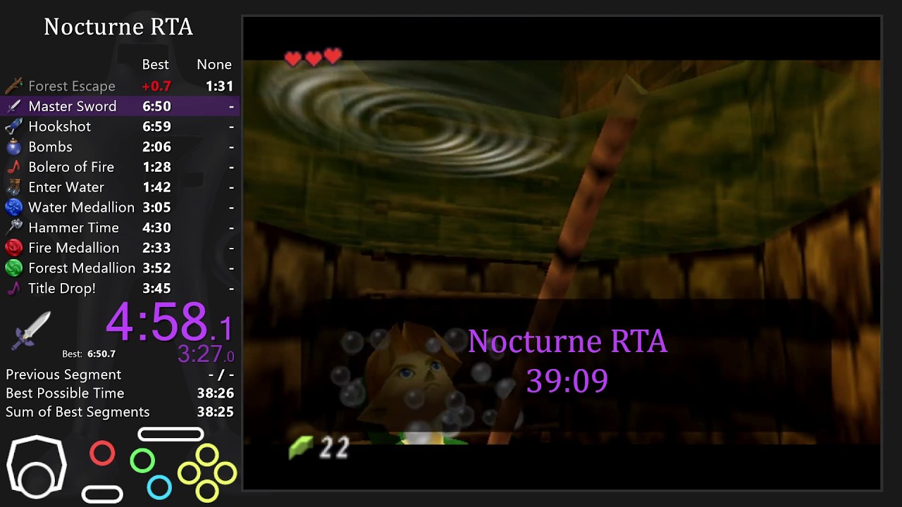 Ocarina of Time Nocturne RTA Speedrun in 39:09 (WR)