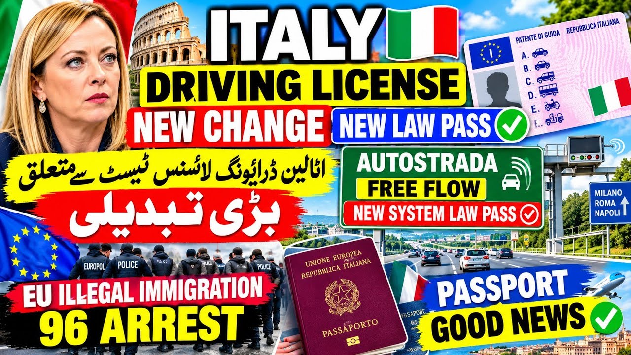 New Italy 🇮🇹 Govt Driving License New Change Law Pass + Autostrada Free Flow System + Eu 96 Arrest 