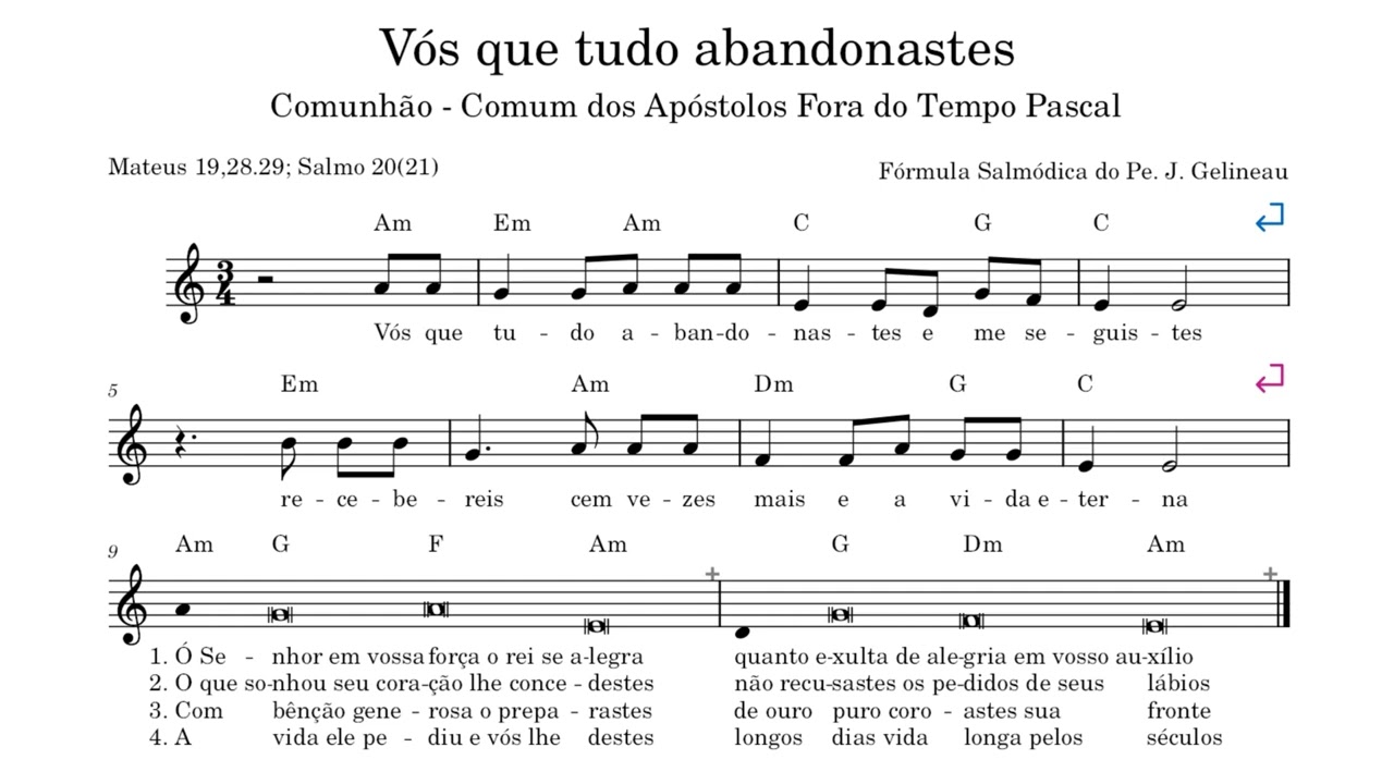 Vós que tudo abandonastes e me seguistes Comunhão Comum dos Apóstolos Fora do Tempo Pascal