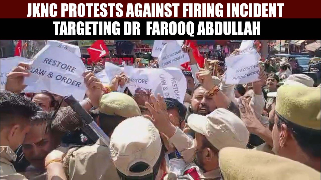 JKNC protests against firing incident targeting Dr  Farooq Abdullah
