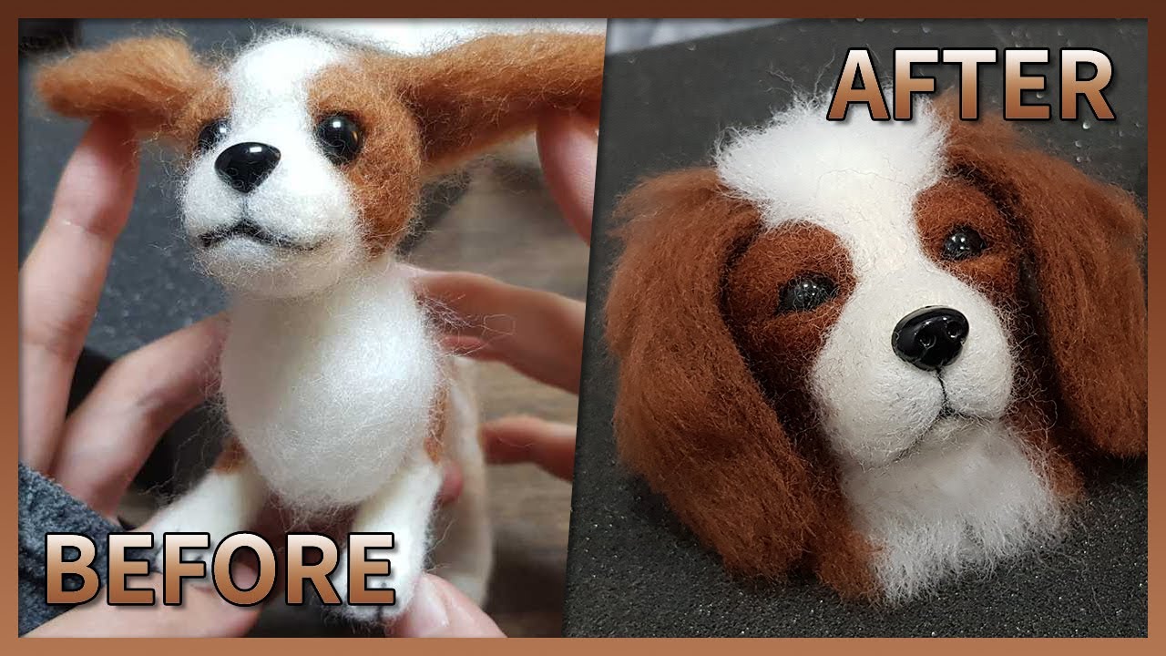 How to make Cavalier Spaniel with wool.Needle felt. 양모로 카발리에 스패니얼 만드는 방법.양모펠트.[1]