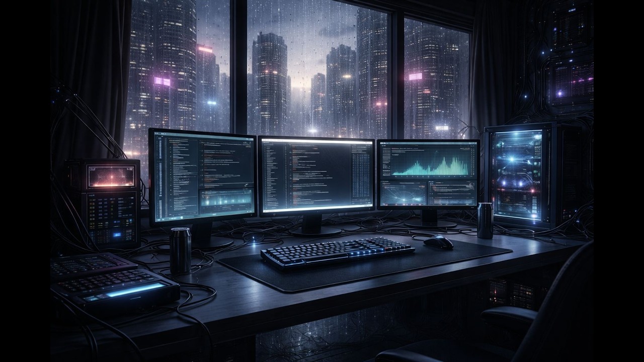 Rain Outside, Code Inside 🌧️ Cyber Techno Focus