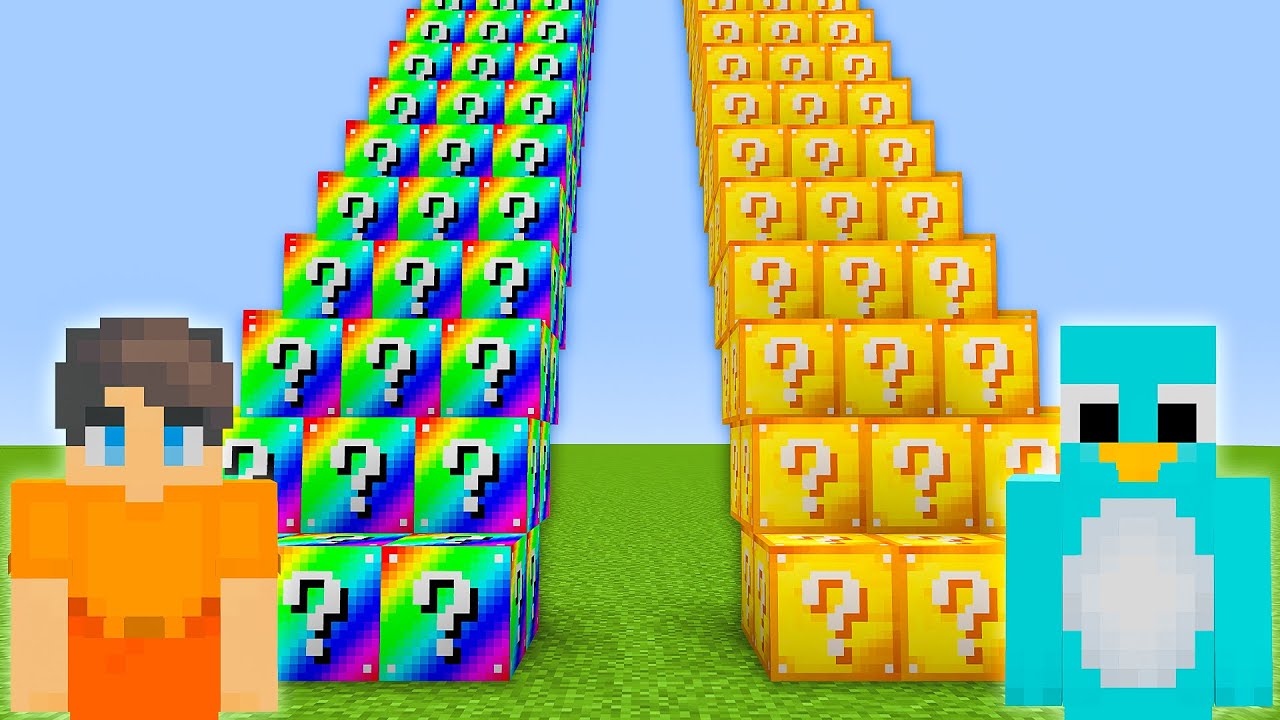 Playing a LUCKY BLOCK STAIRCASE Race in Minecraft