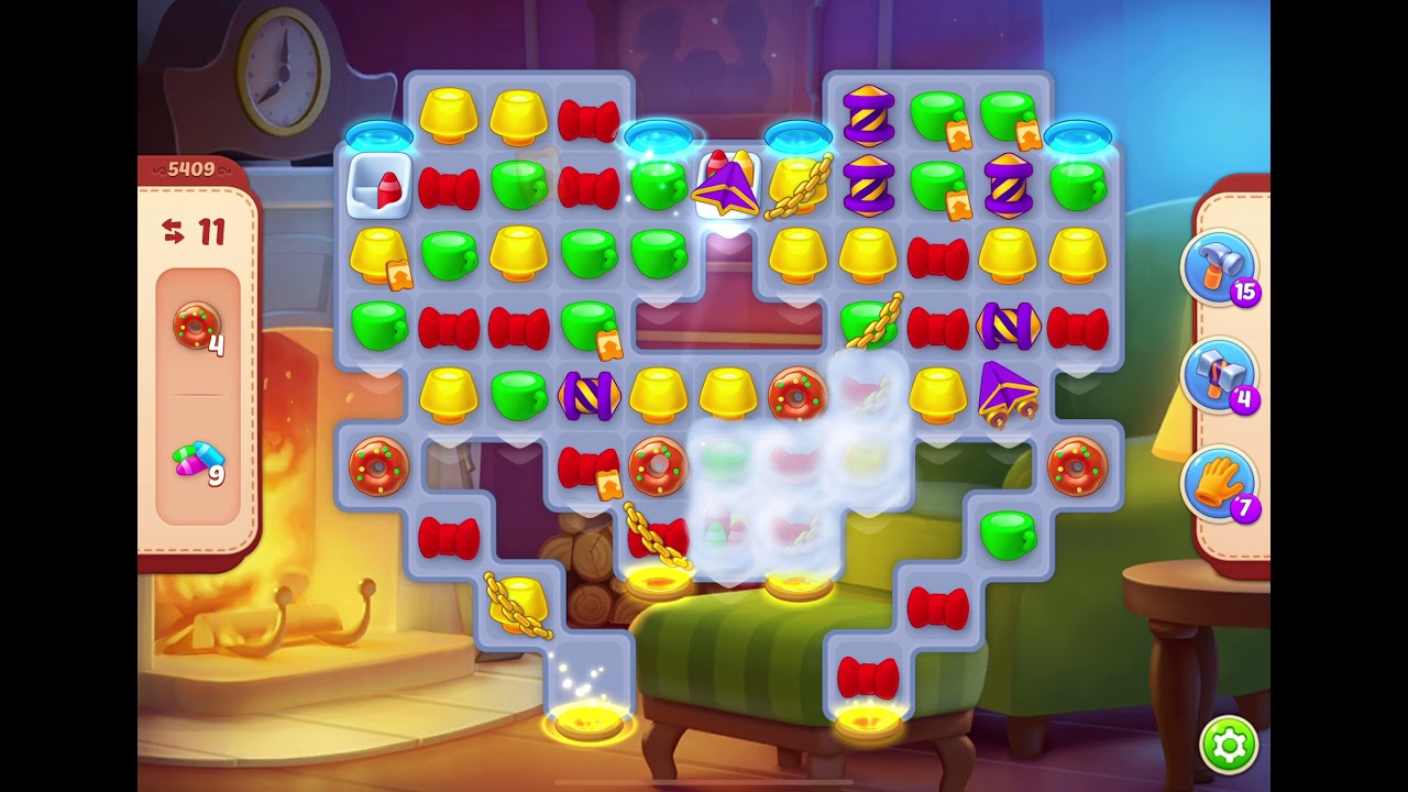 HomeScapes Level 5409 no boosters (16 moves)