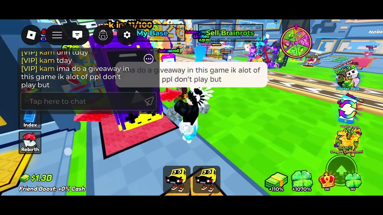 Starting a channel and giveaways in scroll a brainrot 