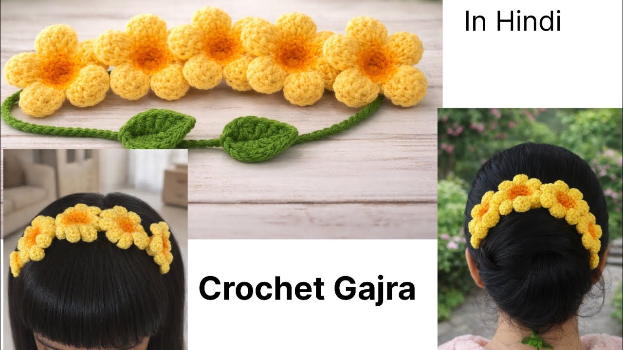 Crochet Beautiful Flower Gajra #Step By Step For Beginners 