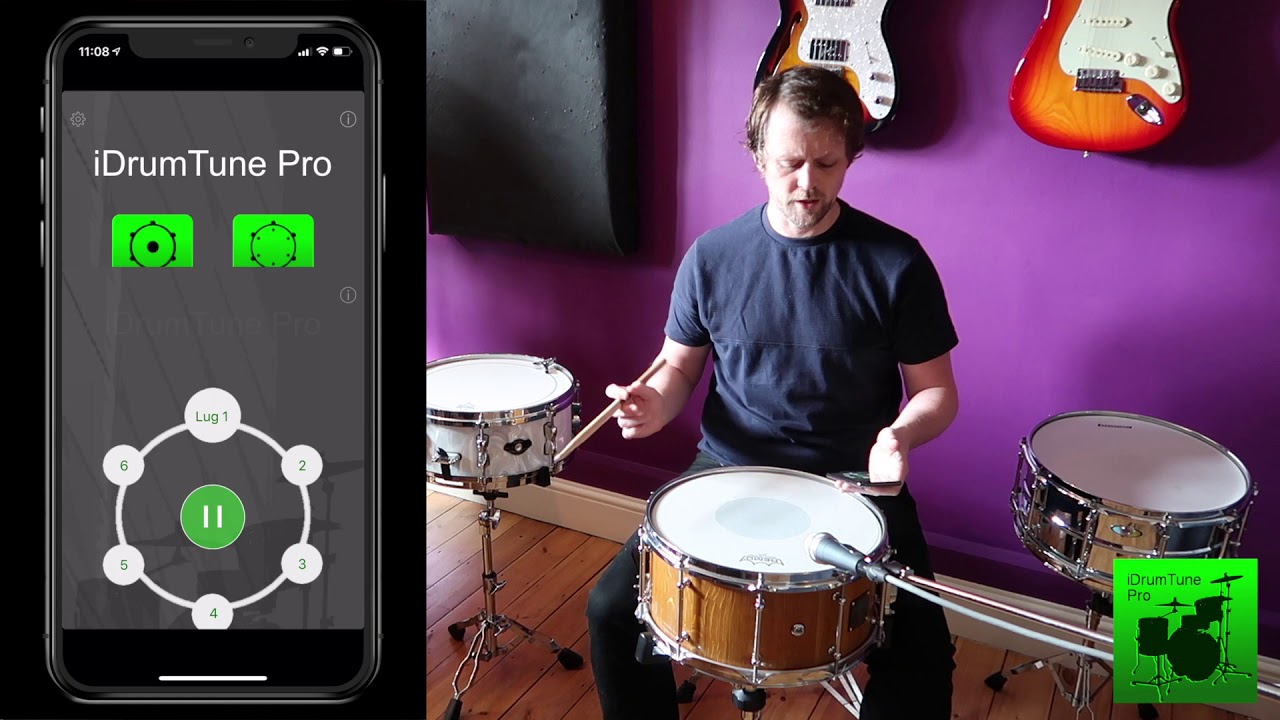 Snare Drum Tuning -  De Broize Custom 14x6.5 Solid Oak - iDrumTune Pro drum tuner app