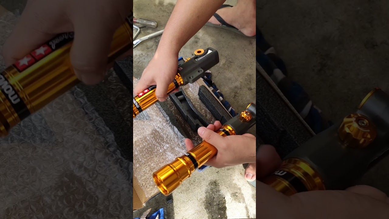 movistar front shock installation on Mio i125s ( part1 )