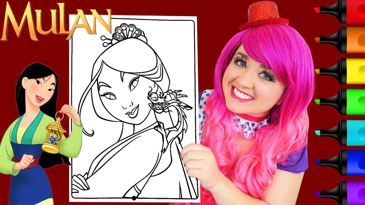 Coloring Mulan & Mushu Disney Princess Coloring Page Prismacolor Paint Markers | KiMMi THE CLOWN