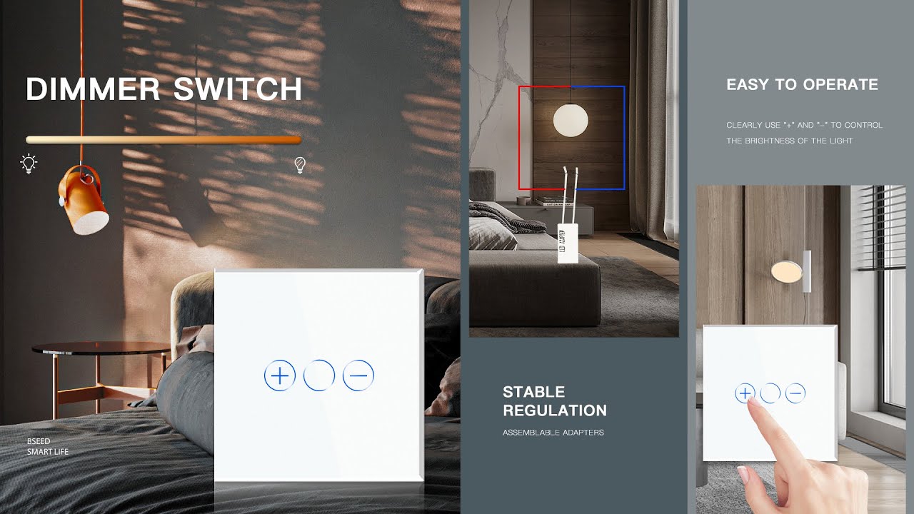 Glass new panel dimmer switch with adapter