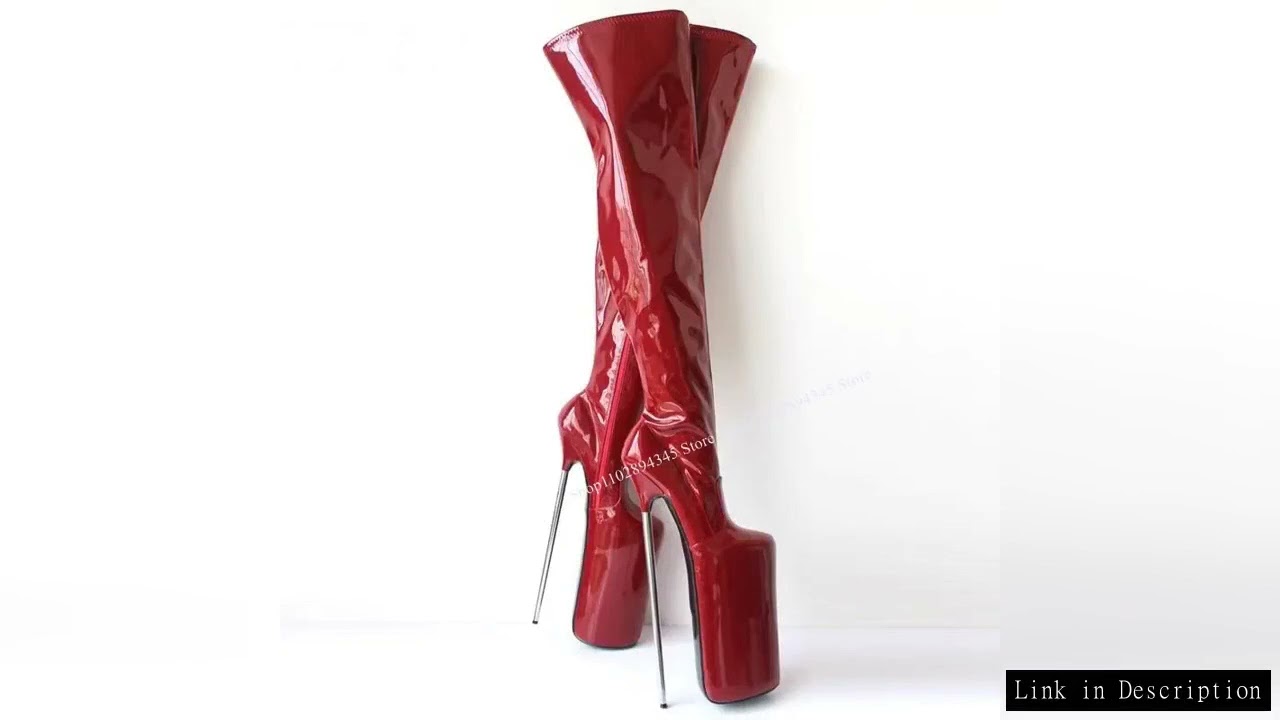 Red Over Knee High Platform Boots Pointed Toe Thin High Heel Fashionable Cool Sexy Western Winter Wo