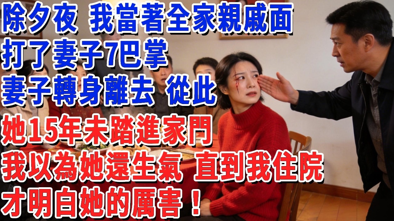 除夕夜 我當著全家親戚面，打了妻子7巴掌，妻子轉身離去 從此她15年未踏進家門，我以為她還生氣 直到我住院，才明白她的厲害！#小娟講故事 #情感故事 #老年生活