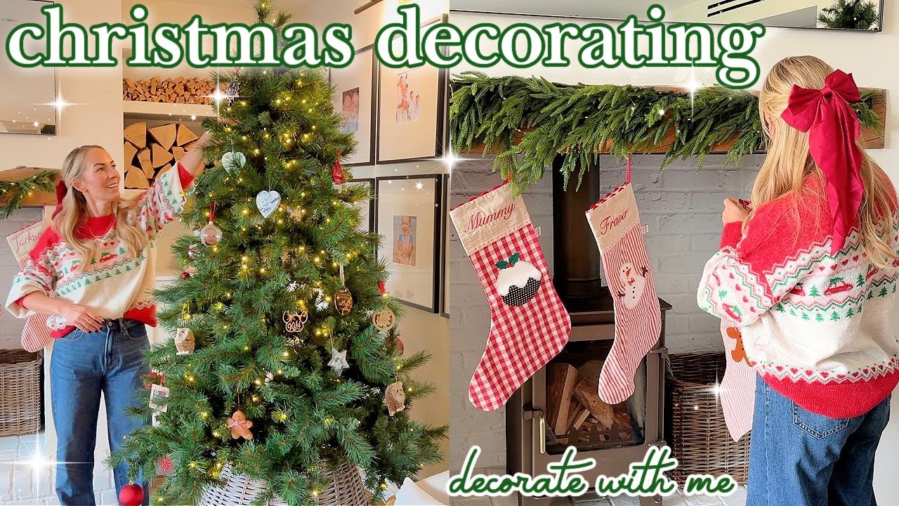 Decorating my Christmas Tree + Living Room. New Decorations for 2024! 🎄✨