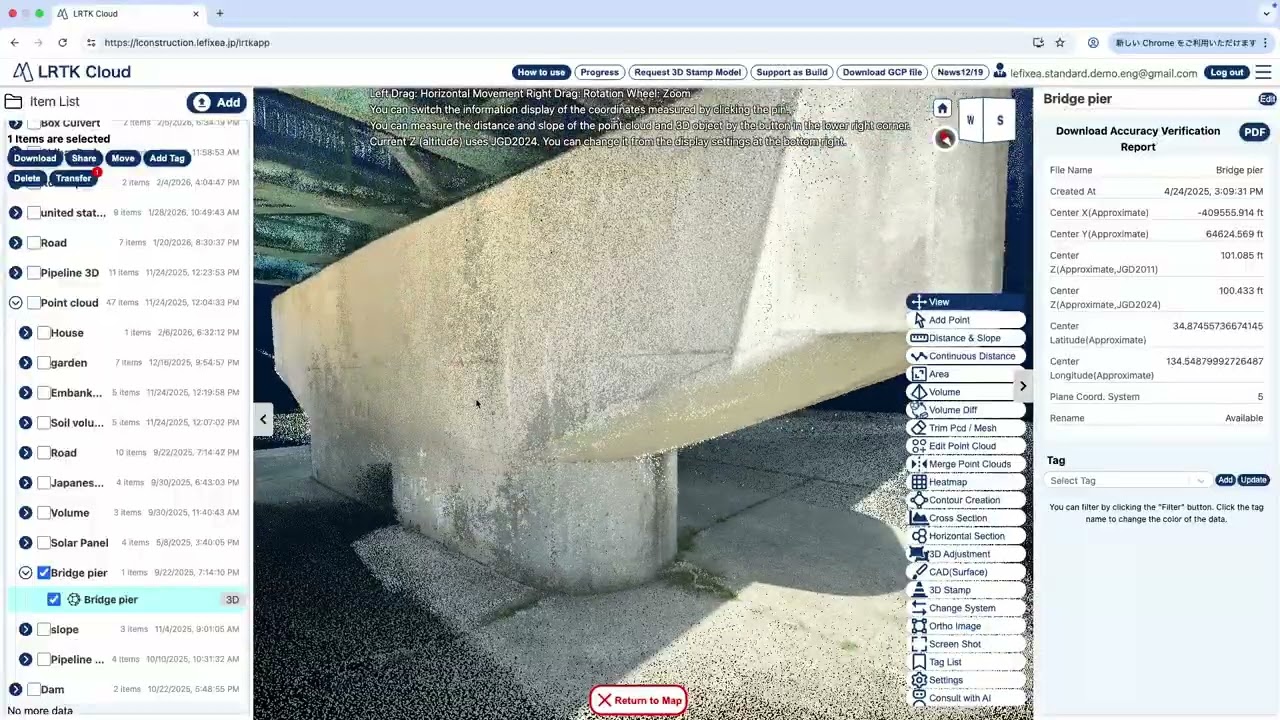 Capture Construction Reality in 3 Minutes &ndash; Mobile Point Cloud Survey with Absolute Coordinates