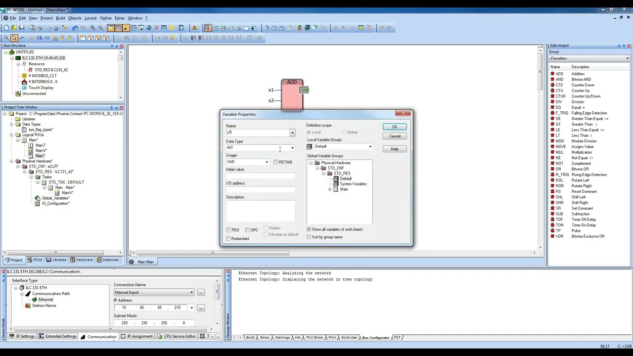 Создание проекта в среде программирования PC WorX