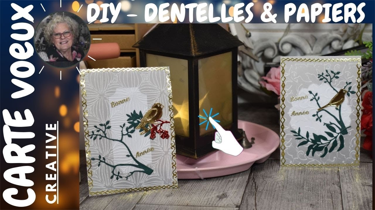 🟣 Comment créer des cartes de Voeux façon dentelle de papier Technique SCRAP Tuto DIY ©A63