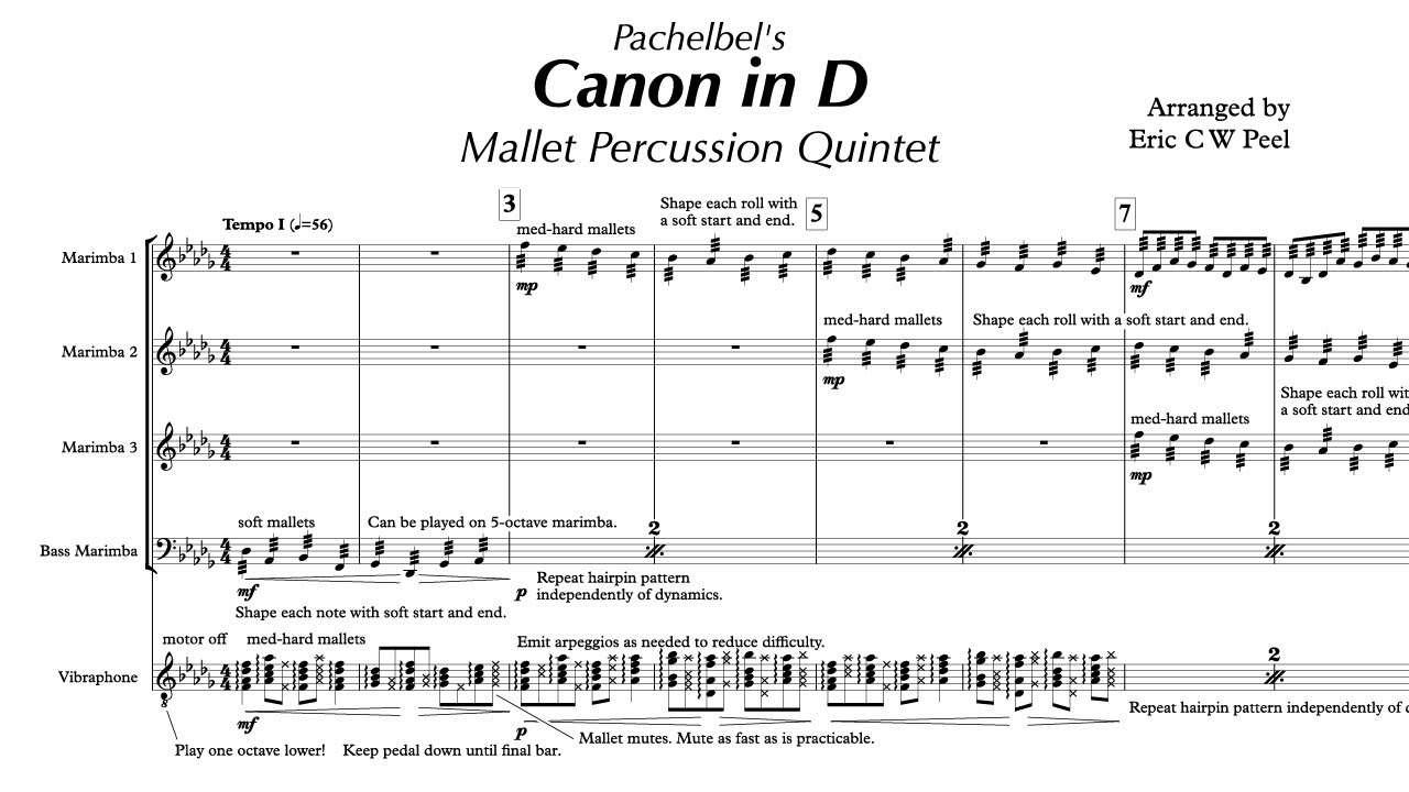 Pachelbel's Canon - Percussion Ensemble - Eric C W Peel