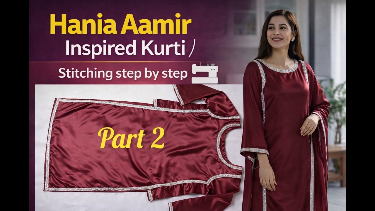 Hania aamir inspired kurti part 2|| kurti stitching part 2|| viral kurti stitching|| Eid special