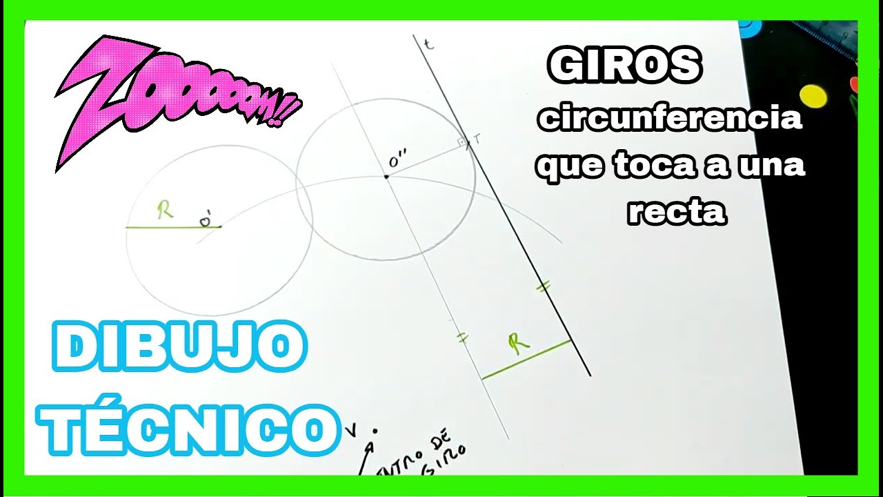 GIROS - girar una circunferencia⭕ hasta que toque (tangente) a una recta