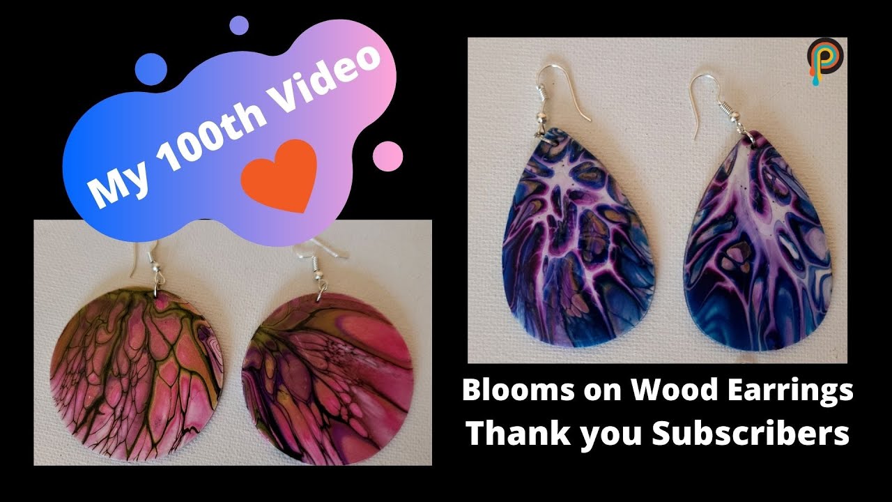 Shelee Bloom earrings /  Round and Teardrop Earrings, Fluid Art Blooms 🎨🎨