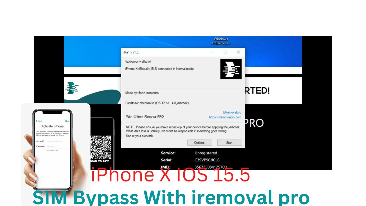 Iphone X icloud bypass and sim byass with iremoval pro