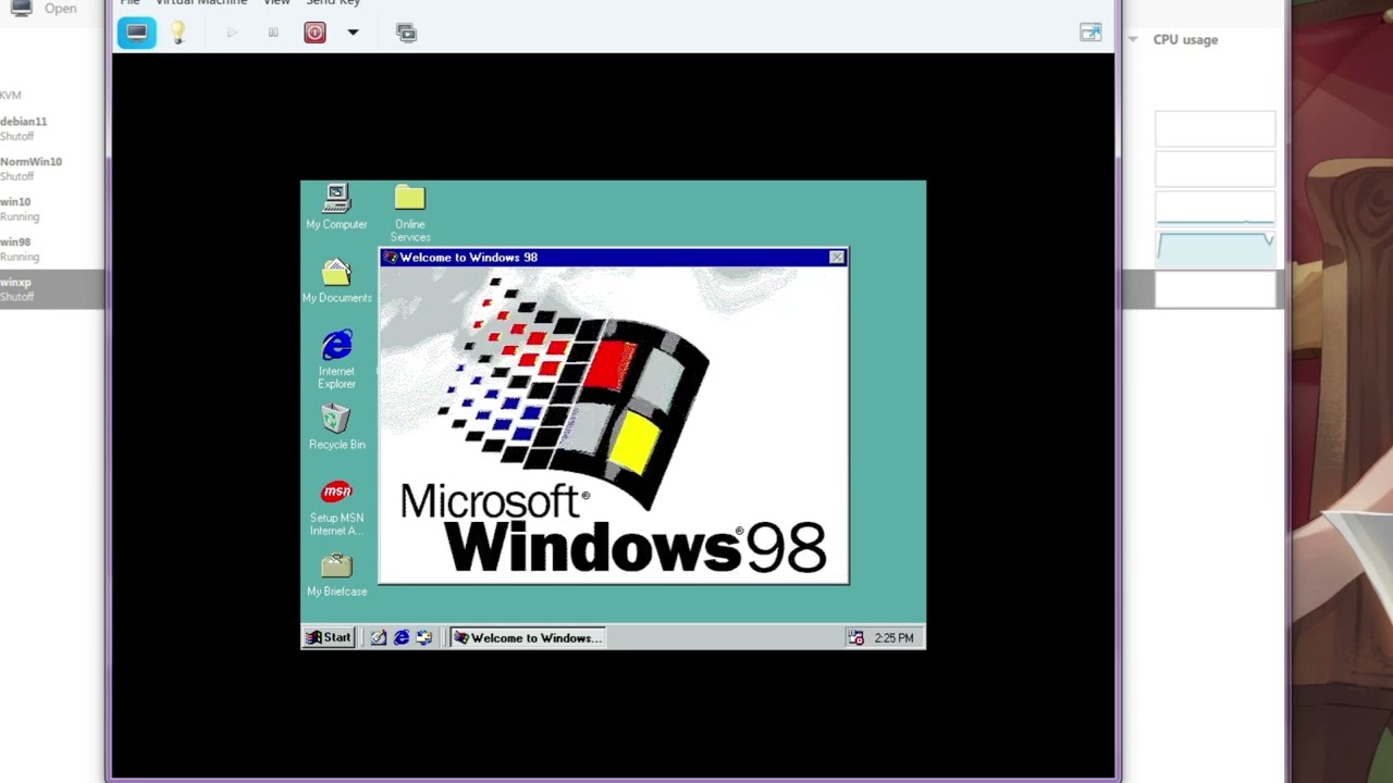 Installing Windows 98 in QEMU/KVM on Linux