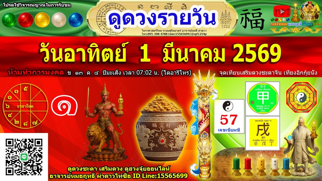 ดูดวงรายวัน ผ่าดาววันนี้ 1/มี.ค/2569 ลัคนา12ราศี l หมอฤทธิ์ ผ่าดาว