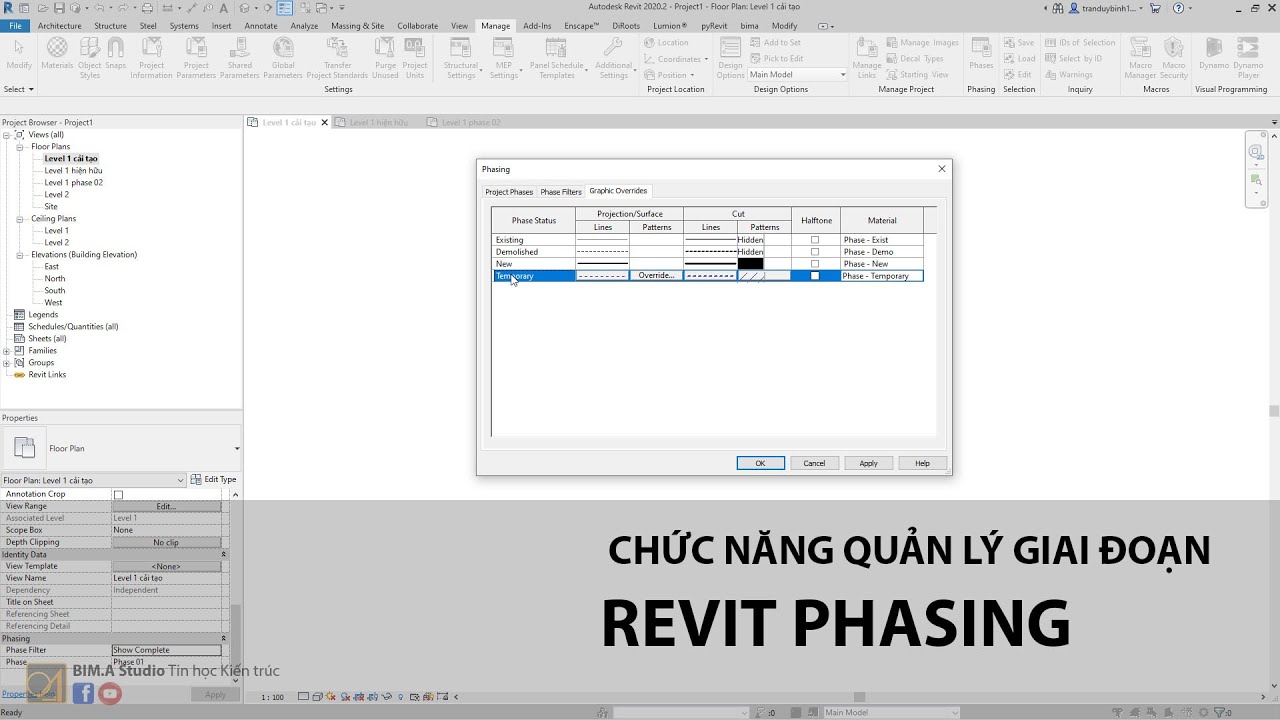 CHỨC NĂNG QUẢN LÝ GIAI ĐOẠN -  REVIT PHASING