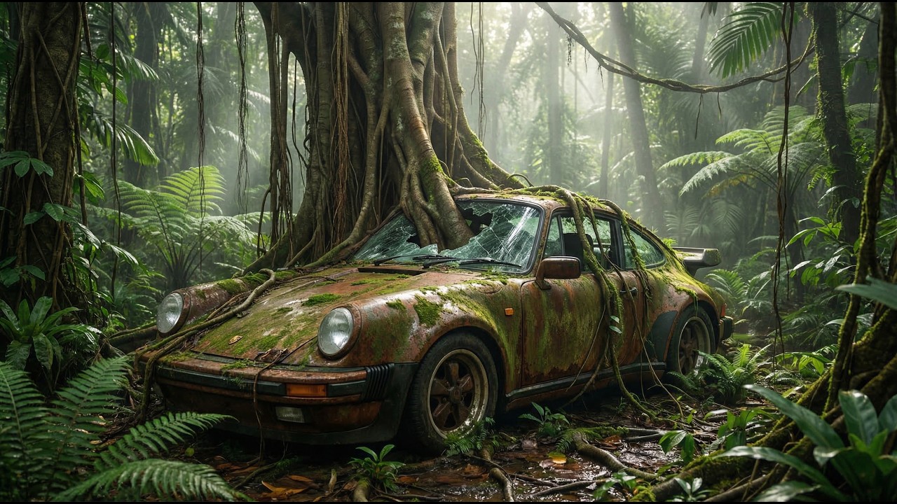 Cutting a Tree OUT of an Abandoned Porsche! (Full ASMR Restoration POV)