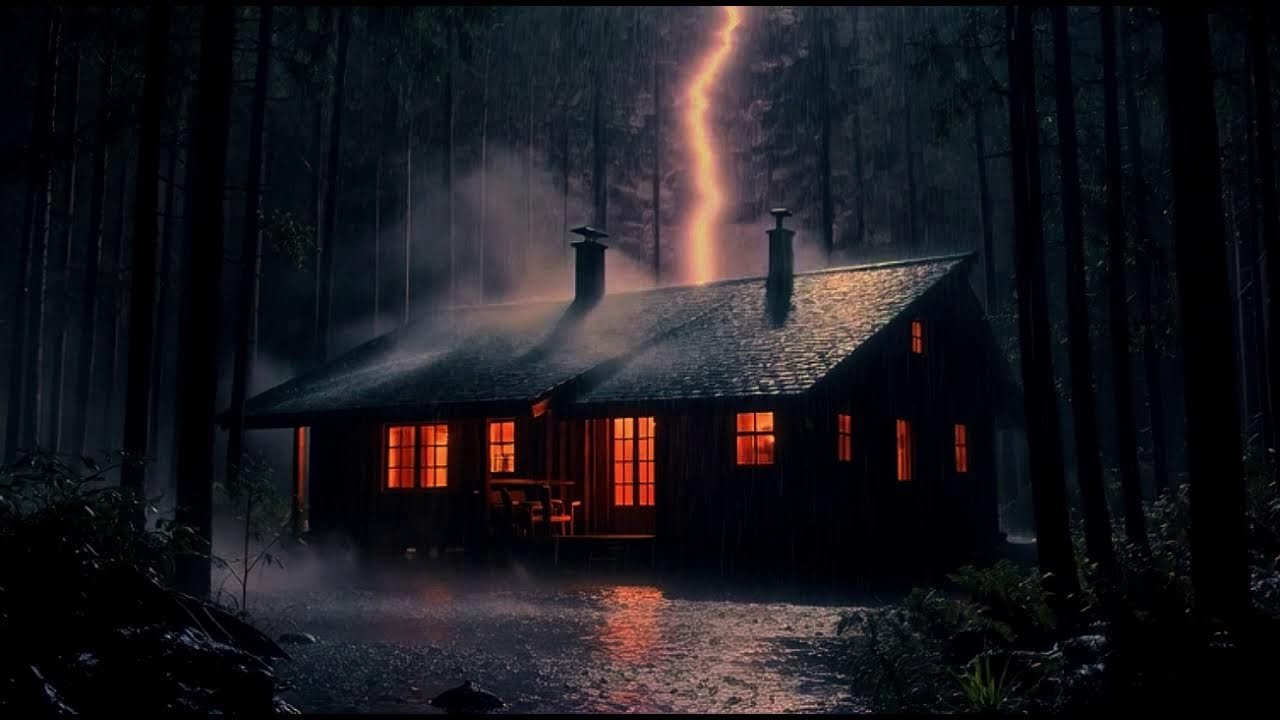 LIVE 🌧️ Cozy Rainy Night Cabin for Focus | Peaceful Atmosphere