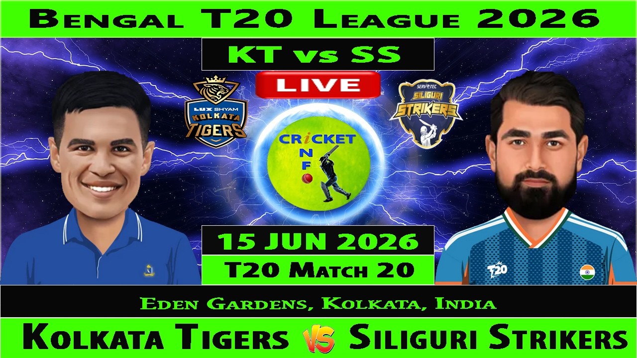 Kolkata Tigers vs Siliguri Strikers | KT vs SS Live | 20th Match of Bengal T20 League 2026 | SS v KT